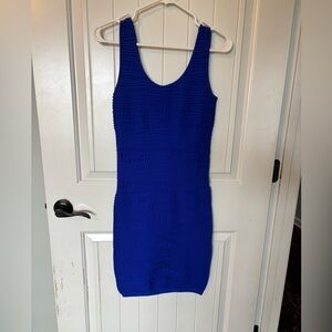 Bebe Blue Ribbed Bodycon Mini Dress